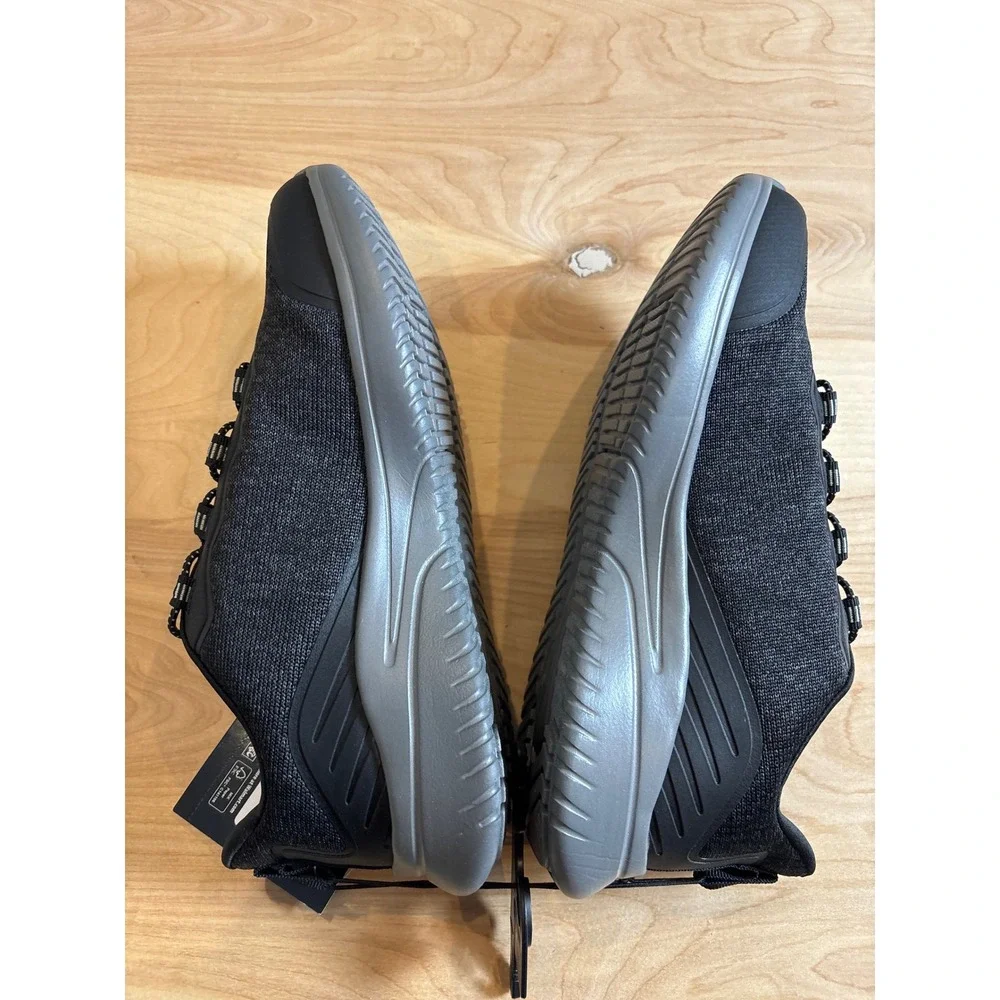 Athletic Works Sneaker Mens 7.5W Black Memory Foam Sporty Comfort Walking Shoe